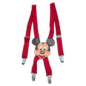 80s Youth Leather Mickey Mouse Face Suspenders